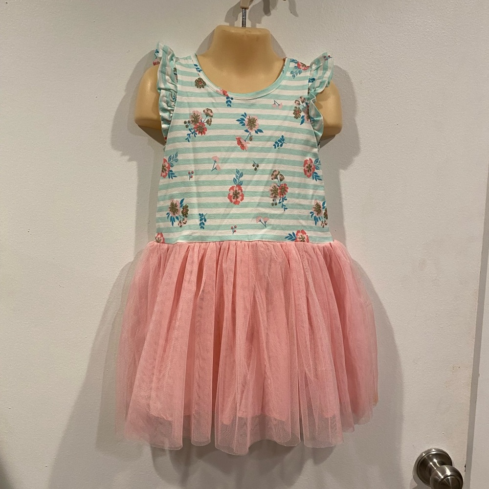 Tommy Bahama Floral Striped Dress with Pink Tulle Skirt